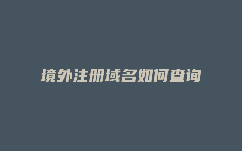 境外注册域名如何查询