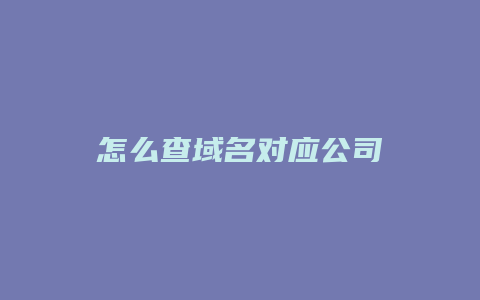 怎么查域名对应公司