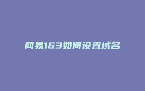 网易163如何设置域名