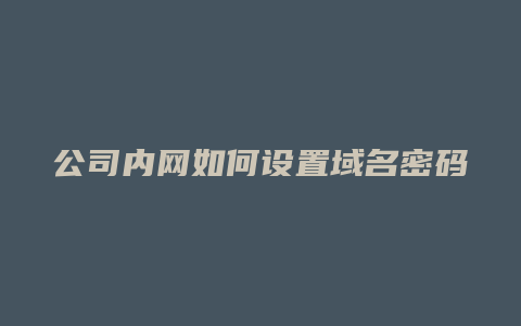 公司内网如何设置域名密码