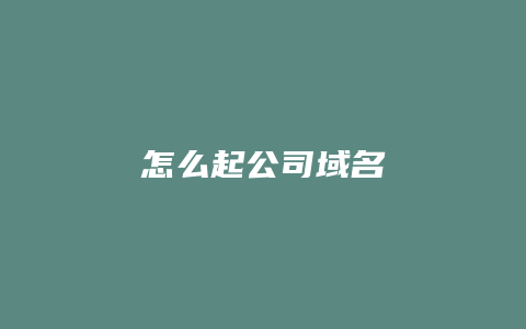 怎么起公司域名