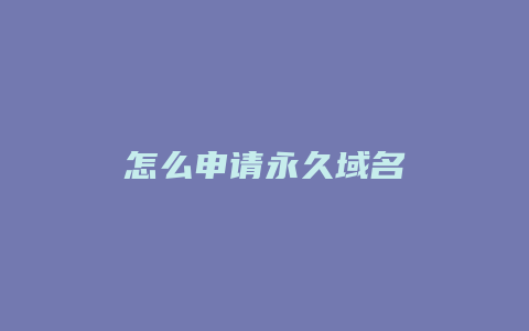 怎么申请永久域名