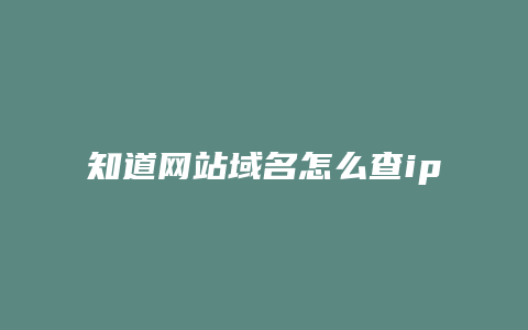 知道网站域名怎么查ip