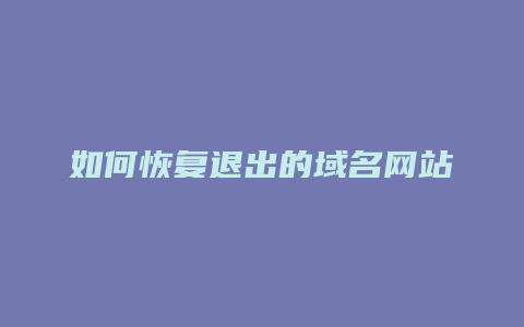 如何恢复退出的域名网站