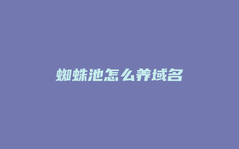 蜘蛛池怎么养域名