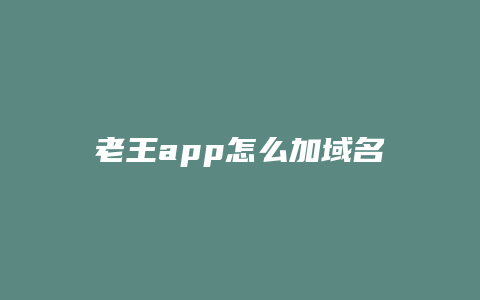 老王app怎么加域名