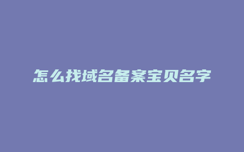 怎么找域名备案宝贝名字