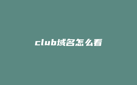 club域名怎么看