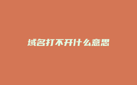 域名打不开什么意思