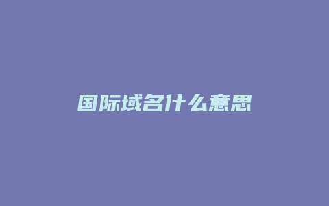 国际域名什么意思