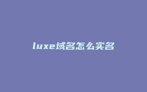 luxe域名怎么实名