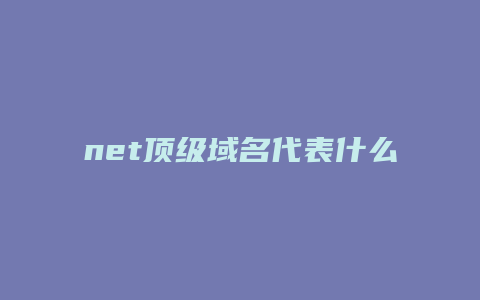 net顶级域名代表什么