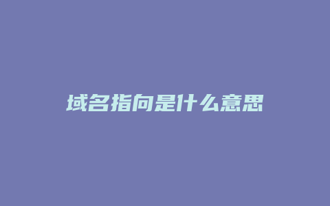 域名指向是什么意思