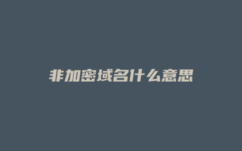 非加密域名什么意思