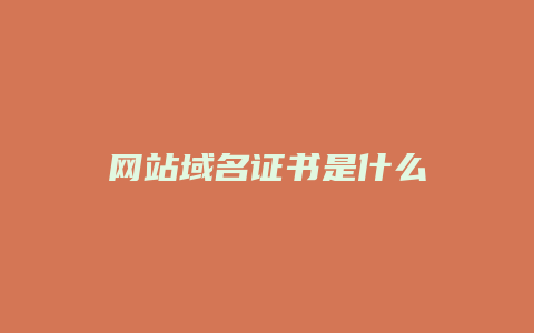 网站域名证书是什么