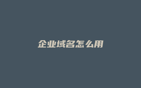 企业域名怎么用