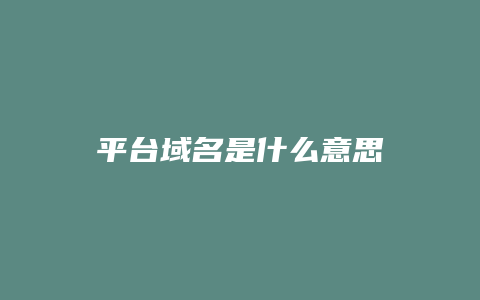 平台域名是什么意思