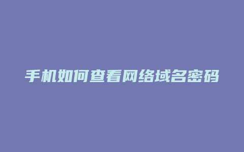 手机如何查看网络域名密码