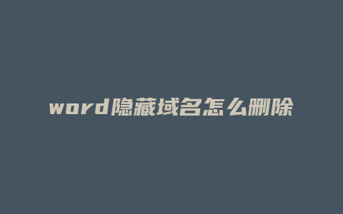 word隐藏域名怎么删除