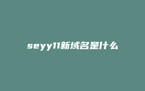 seyy11新域名是什么