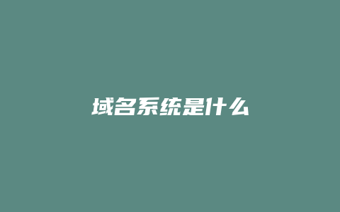 域名系统是什么