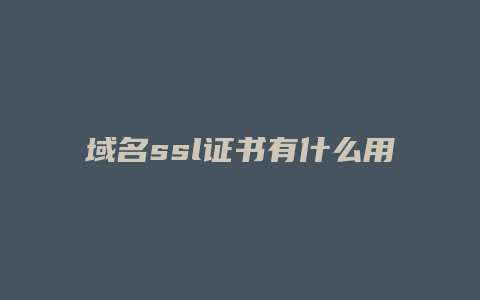 域名ssl证书有什么用