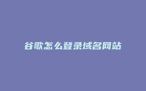 谷歌怎么登录域名网站