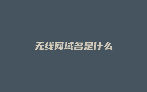 无线网域名是什么